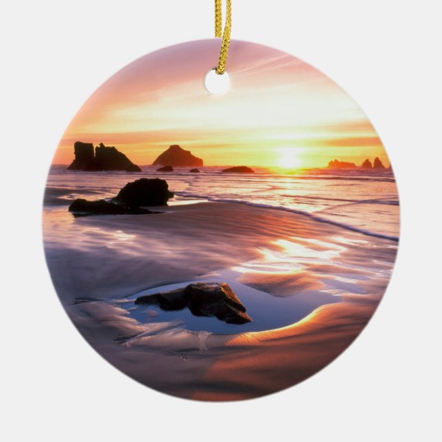 Ornement En Céramique Coucher du soleil Bandon Orégon (Devant)