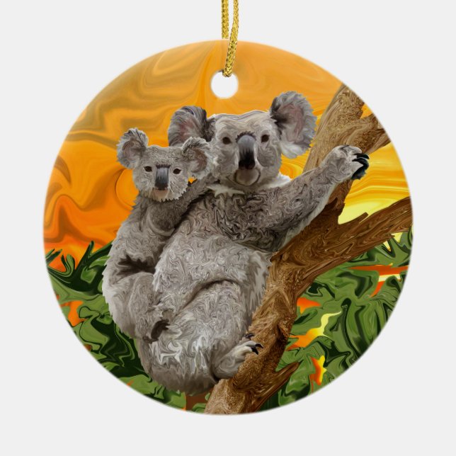 Ornement En Céramique Coucher du soleil de koala (Devant)