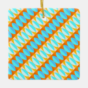 Ornement En Céramique Couleur Turquoise Bleu Orange Jaune Motif