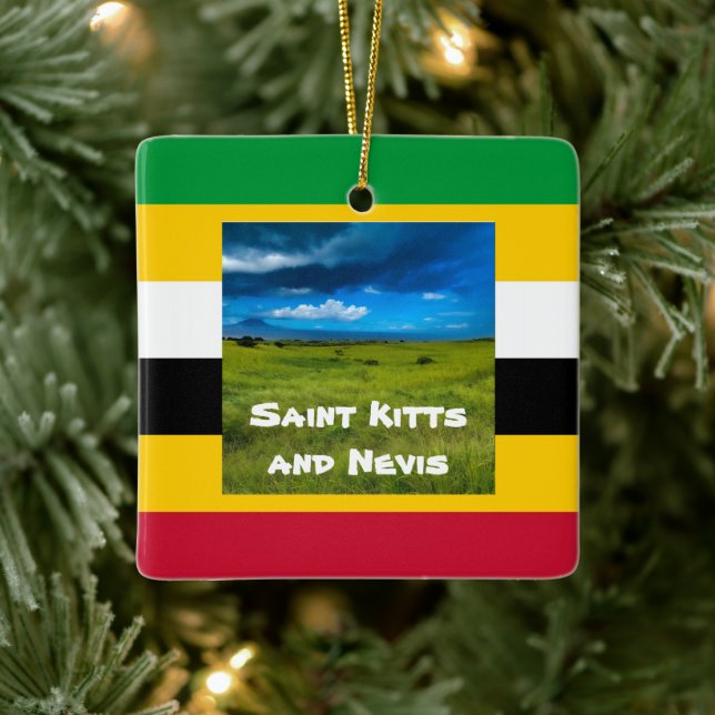 Ornement En Céramique Couleurs du drapeau de Saint-Kitts (Arbre)