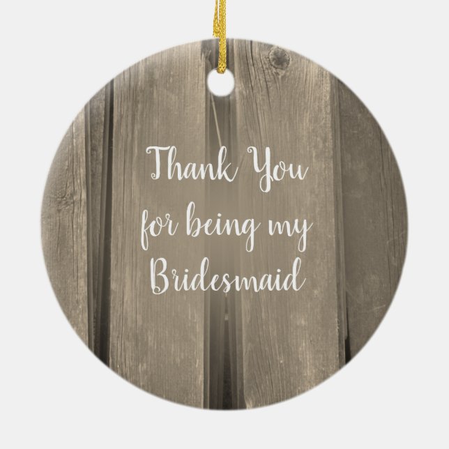 Ornement En Céramique Country Barn Wood Mariage Bridesmaid Merci (Dos)