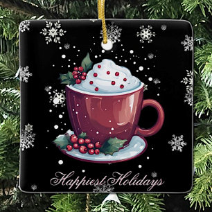 Ornement En Céramique Coupe de Noël de chocolat chaud
