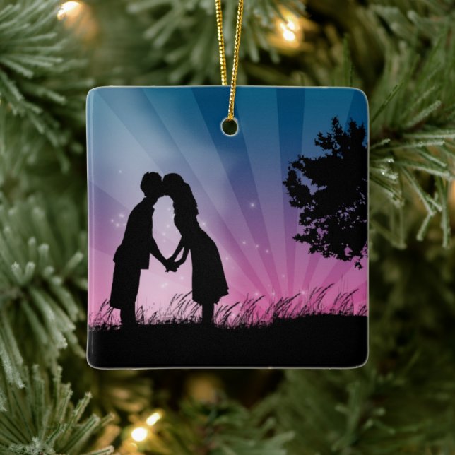 Ornement En Céramique Couple de baiser (Arbre)