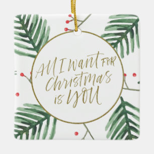 Ornement En Céramique Couple Tout ce que je veux pour Noël est vous Phot