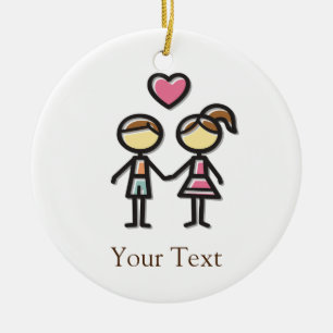 Ornement En Céramique couples mignons dans l'amour tenant des mains