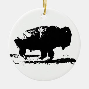 Ornement En Céramique Courir Buffalo Bison Pop Art