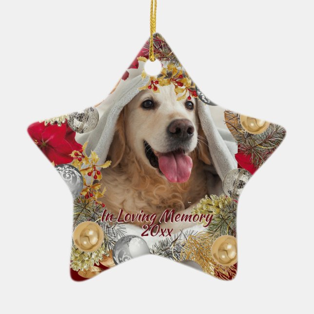 Ornement En Céramique Couronne de Noël personnalisée avec PHOTO de PET m (Devant)