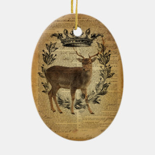 Ornement En Céramique Couronne rustique outdoorsman blanc buck cerf