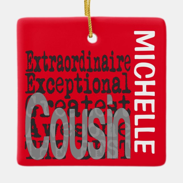 Ornement En Céramique Cousin Extraordinaire PERSONNALISÉ (Devant)