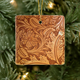 Ornement En Céramique Cow-boy brun rustique en cuir occidental