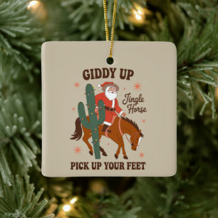 Ornement En Céramique Cow-boy Giddy Up Bruit de Cloche Cheval Levez les 
