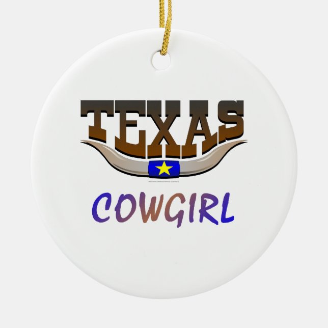 Ornement En Céramique Cow-girl du Texas de PIÈCE EN T (Devant)