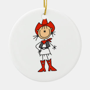 Ornement En Céramique Cow-girl en T-shirts et cadeaux rouges