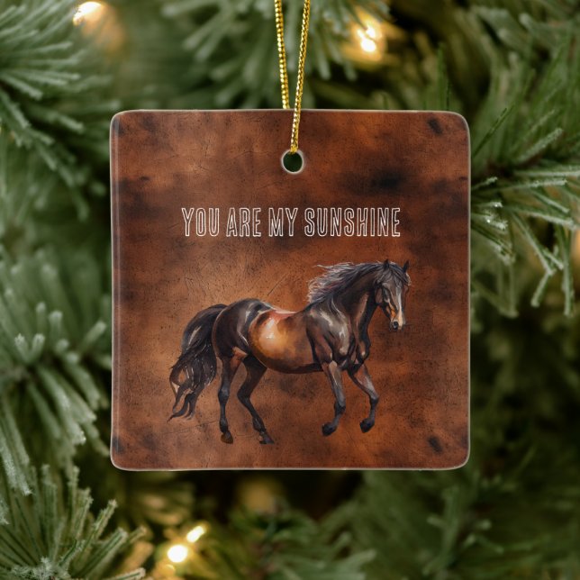 Ornement En Céramique Cowboy Western Brown Horse Cowboy (Arbre)