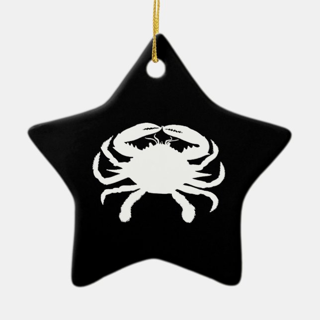 Ornement En Céramique Crabe noir et blanc (Devant)