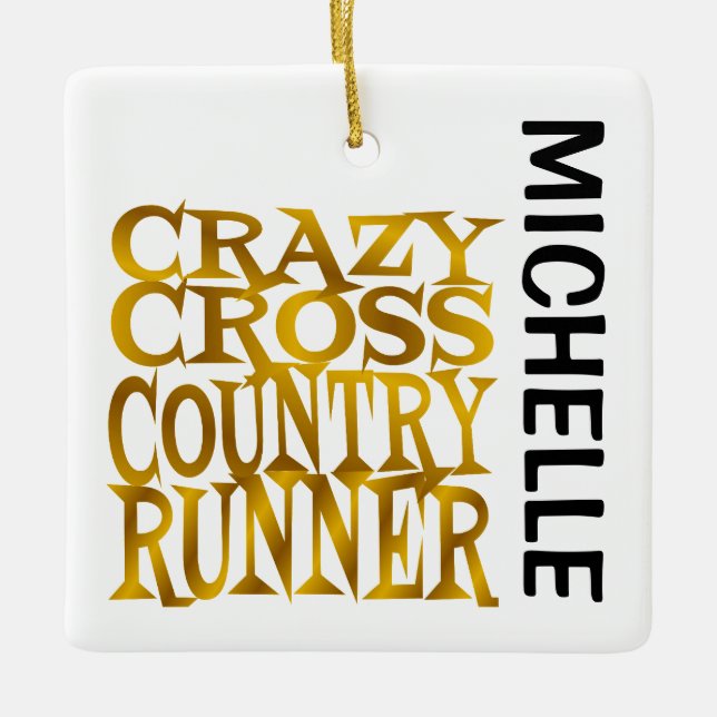 Ornement En Céramique Crazy Cross Country Runner PERSONNALISÉ (Devant)