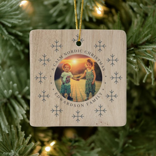 Ornement En Céramique Create your own nordic family photo christmas (Arbre)