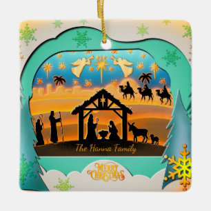 Ornement En Céramique Crèche de Noël 3D Fête religieuse