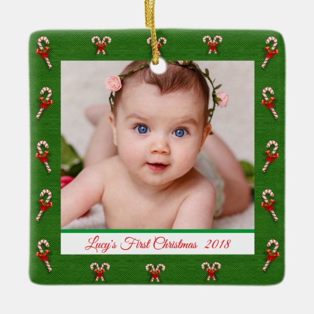 Ornement En Céramique Créer bébé photo de Noël (Devant)