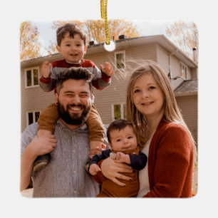 Ornement En Céramique Créez votre propre photo de famille à deux côtés