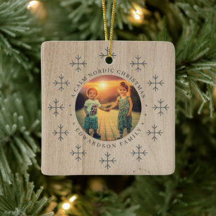 Ornement En Céramique Créez votre propre photo de Noël de famille nordiq