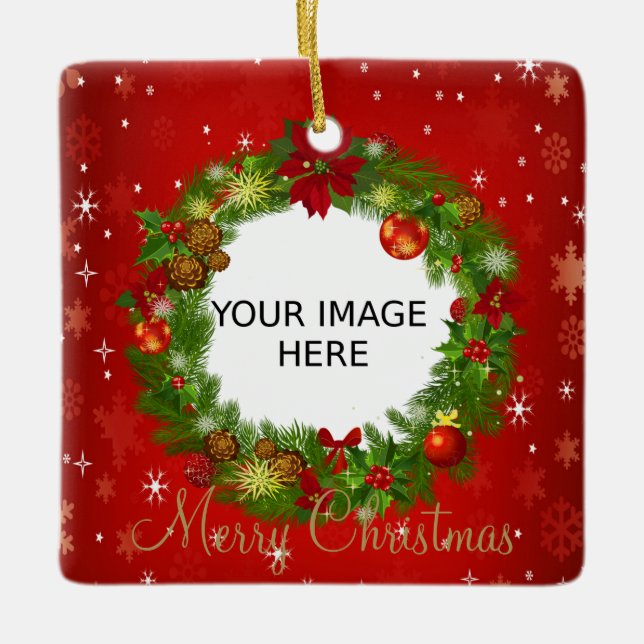 Ornement En Céramique Créez votre propre photo de Noël personnalisée (Devant)