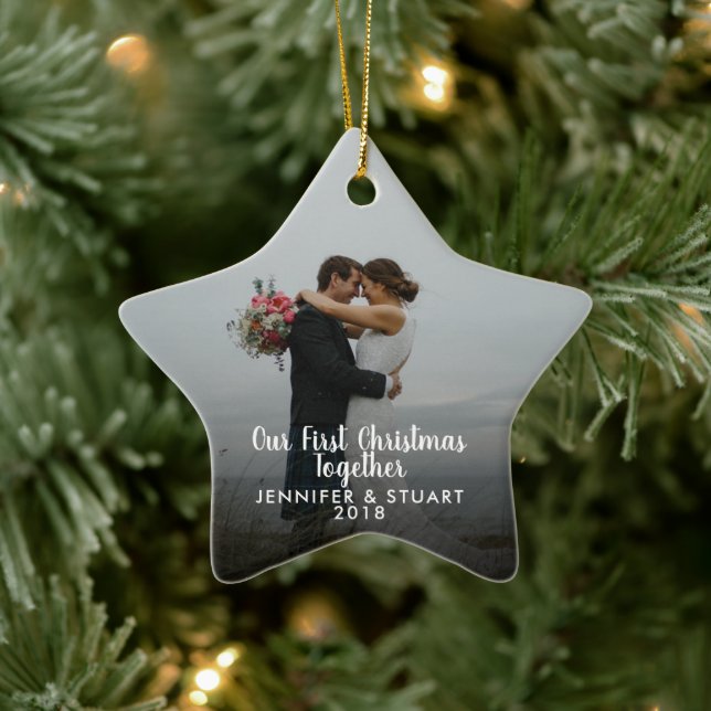 Ornement En Céramique Créez votre propre photo First Christmas Together (Arbre)