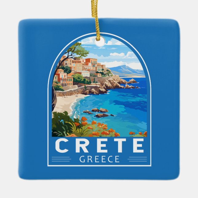 Ornement En Céramique Crète Grèce Travel Art Vintage (Devant)