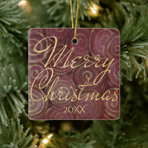 Ornement En Céramique Crimson de Noël et or