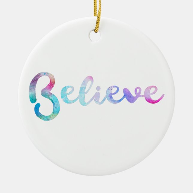 Ornement En Céramique Croire la typographie de l'aquarelle (Devant)