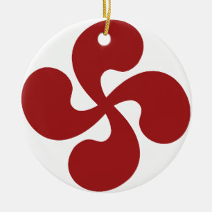 Ornement En Céramique Croix Basque Rouge Lauburu