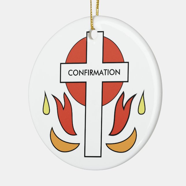 Ornement En Céramique Croix de confirmation et flammes (Gauche)