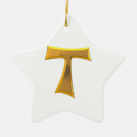 Croix de Tau franciscaine en 3D d'or