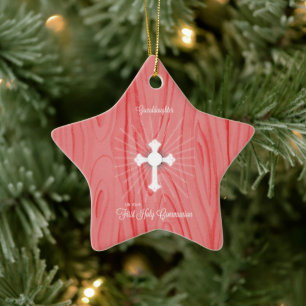 Ornement En Céramique Croix et rayons de la première communion de la pet