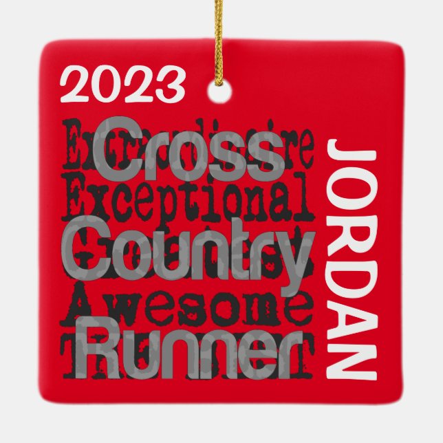 Ornement En Céramique Cross Country Runner Extraordinaire CUSTOM (Dos)