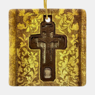 Ornement En Céramique Crucifix avec reliques de saints icône orthodoxe