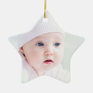 Ornement En Céramique Custom 2 Photo Star Christmas Tree Ornament