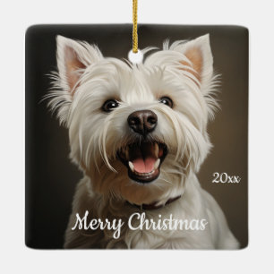 Ornement En Céramique Custom Dated Christmas West Highland Terrier
