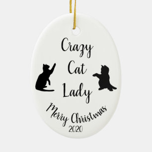 Ornement En Céramique Custom Dé Noël Fun Crazy Cat Lady