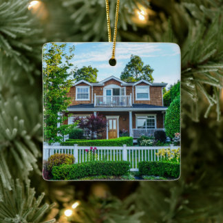 Ornement En Céramique Custom New Home Photo Client Cadeau w Logo de l'en