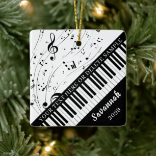 Ornement En Céramique Custom Piano Keyboard Music Notes Personalized