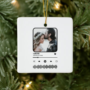 Ornement En Céramique Custome Photo Song Playlist Couple Valentine's Day