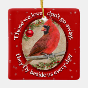 Ornement En Céramique Customizable Christmas Cardinal Remember Loved One