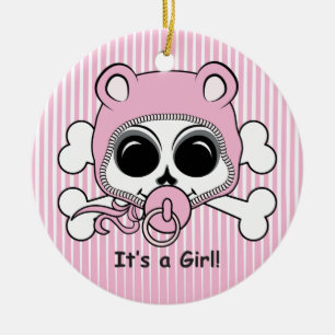Ornement En Céramique Cute Baby Girl Skull
