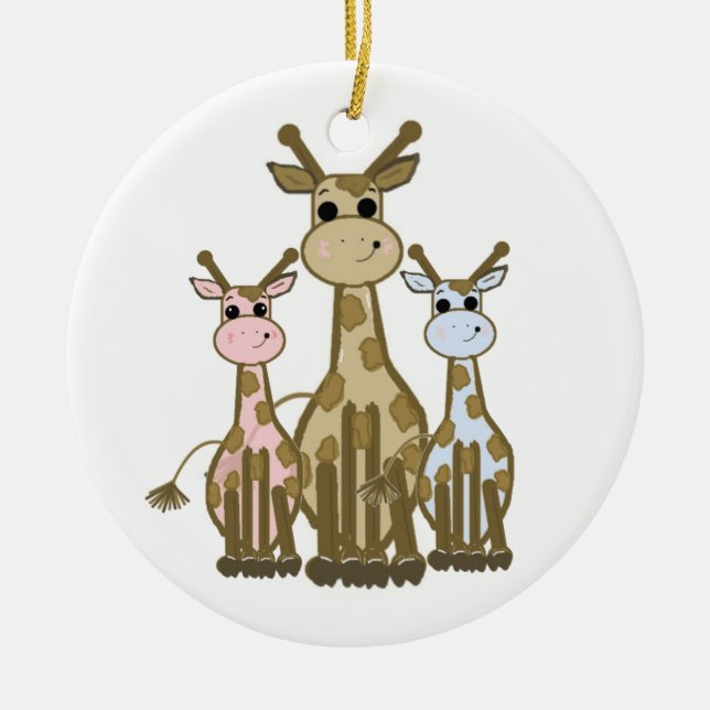Ornement En Céramique Cute Cartoon Giraffe Famille (Devant)