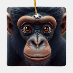 Ornement En Céramique Cute Crazy Funny Chimpanzé Anime Portrait