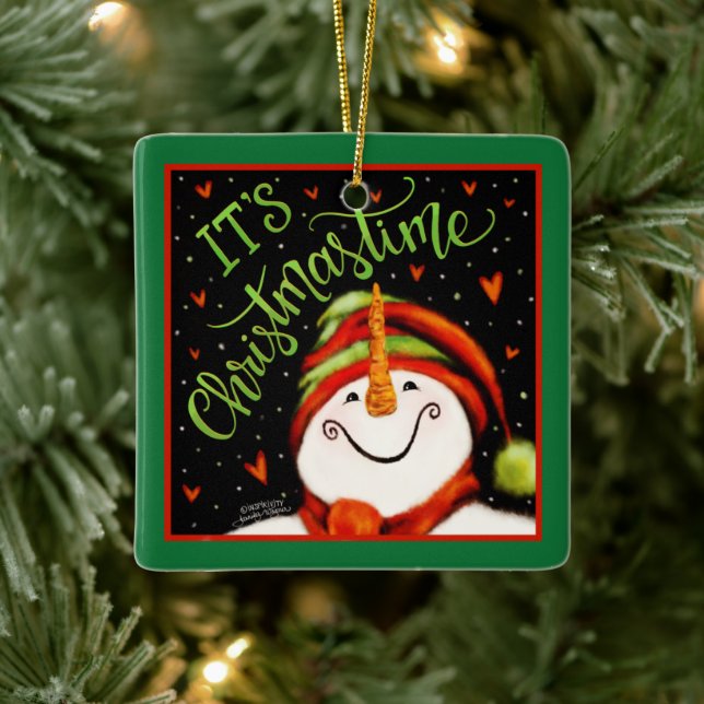 Ornement En Céramique Cute Festive Noël Snowman (Arbre)