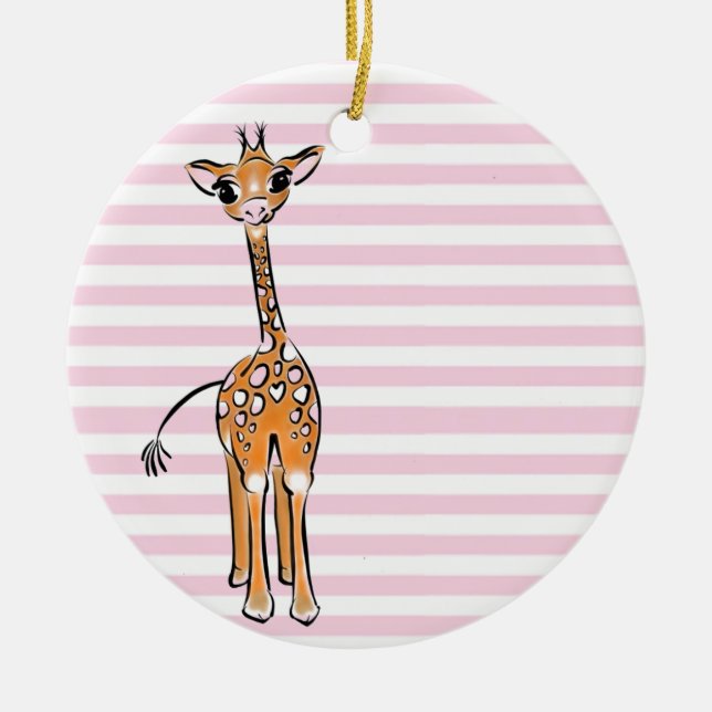 Ornement En Céramique Cute Giraffe drawing, safari animals (Devant)