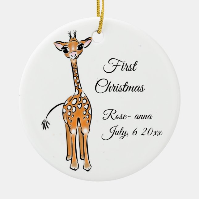 Ornement En Céramique Cute Giraffe drawing, safari animals (Devant)