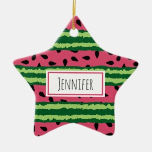 Ornement En Céramique Cute pastèque Motif rose et vert